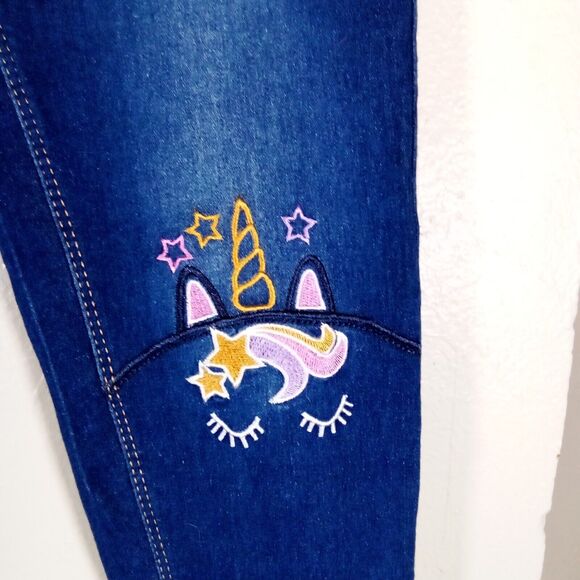 dELiA*s  Girls Jegging Size 16 Embroidered  Unicorn Skinny Blue Stretch Denim - Picture 5 of 12